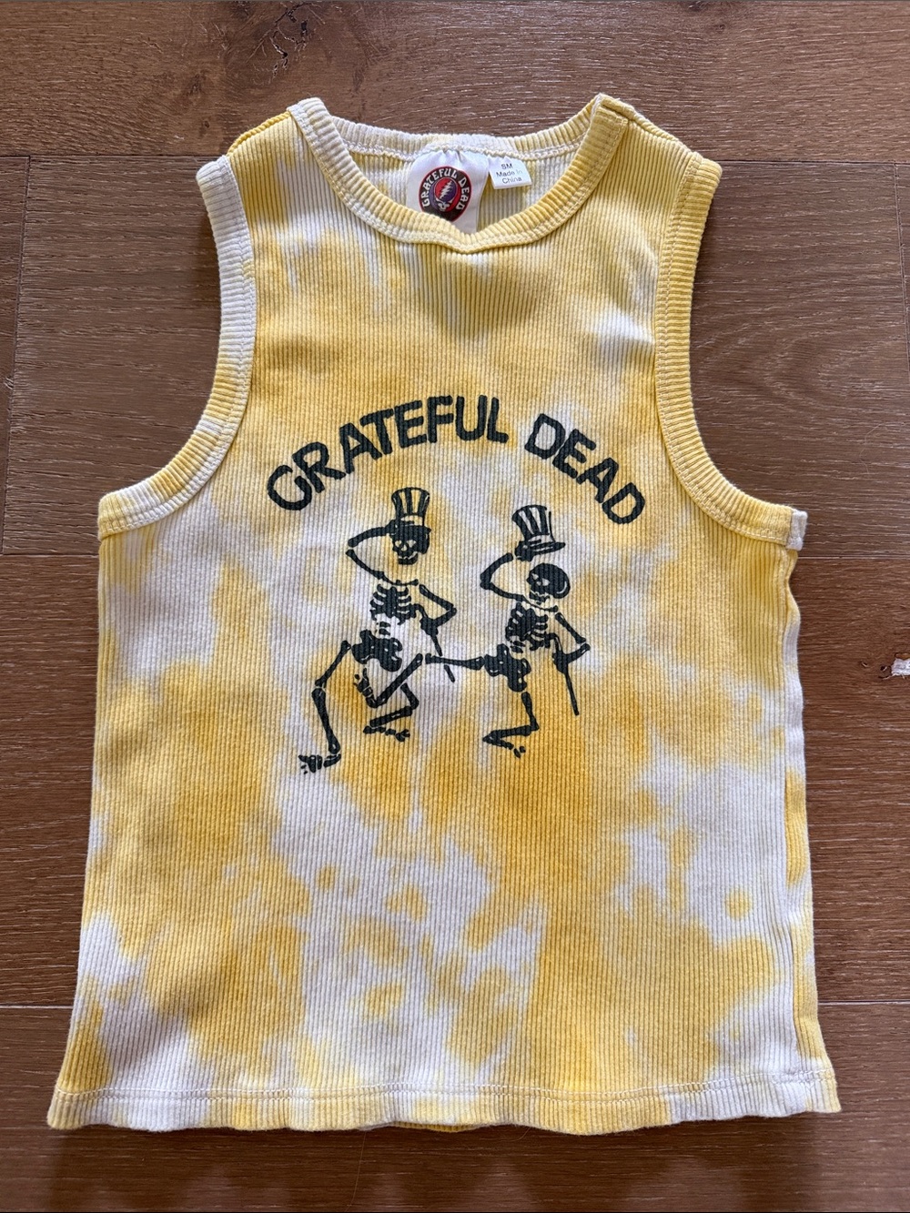 Grateful Dead Yellow and White Tie-Dye Ribbed Tank